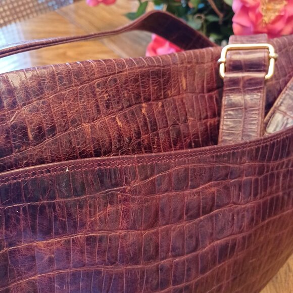 Antonio Scepi Brown Crocodile Leather Saddle Messenger Bsg - Picture 14 of 16